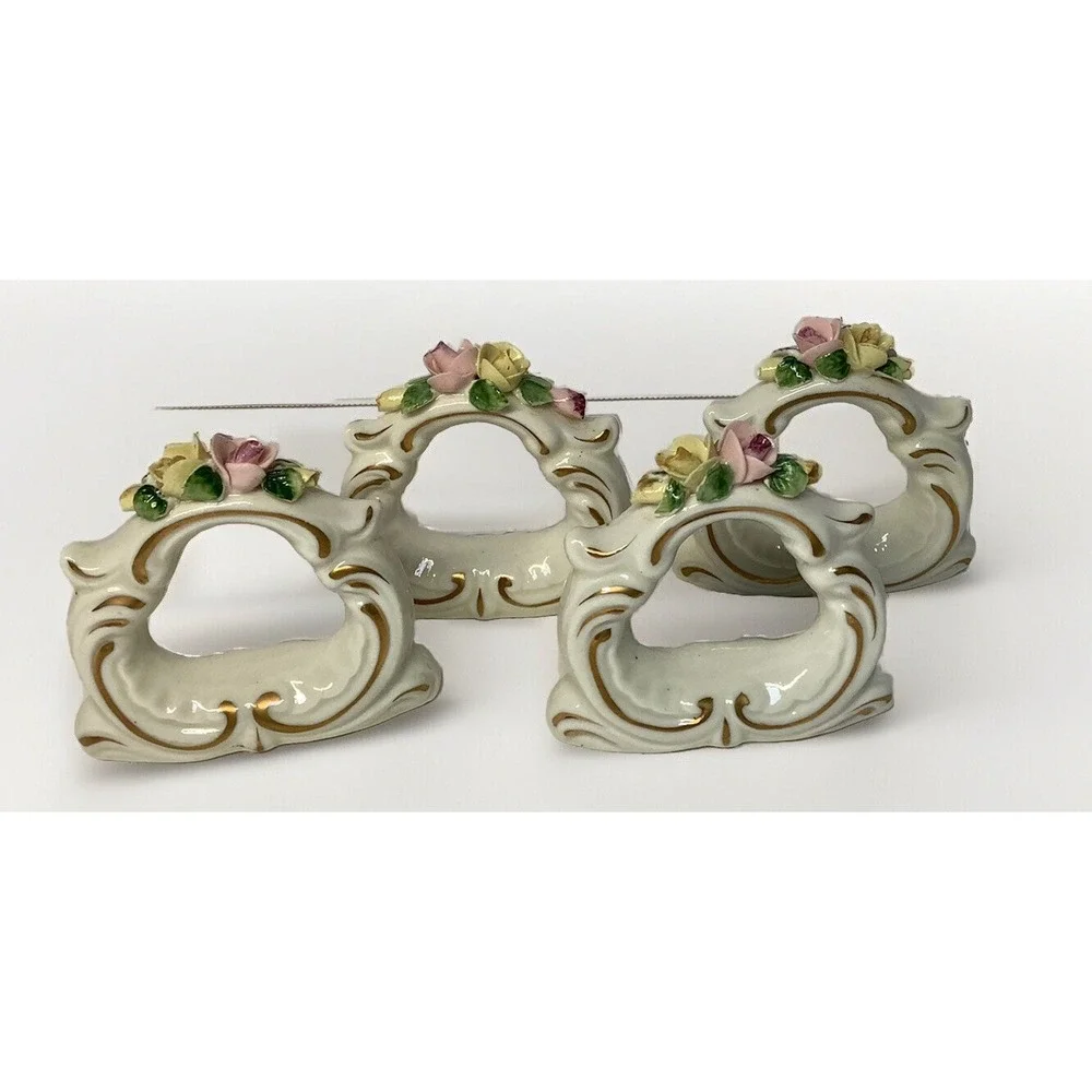 VINTAGE SET OF 4 Dresden‎ Kammer Volkstedt Thuringia Napkin Rings